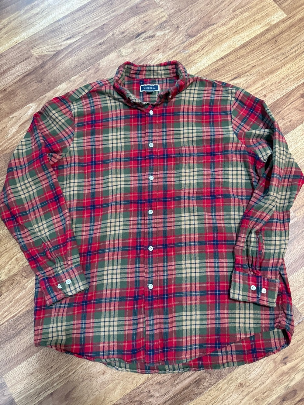 Club Room Red and Green Plaid Button-Up Shirt